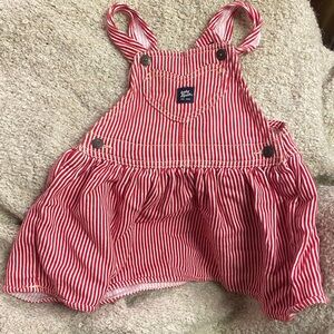24months Red Striped Baby Overalls